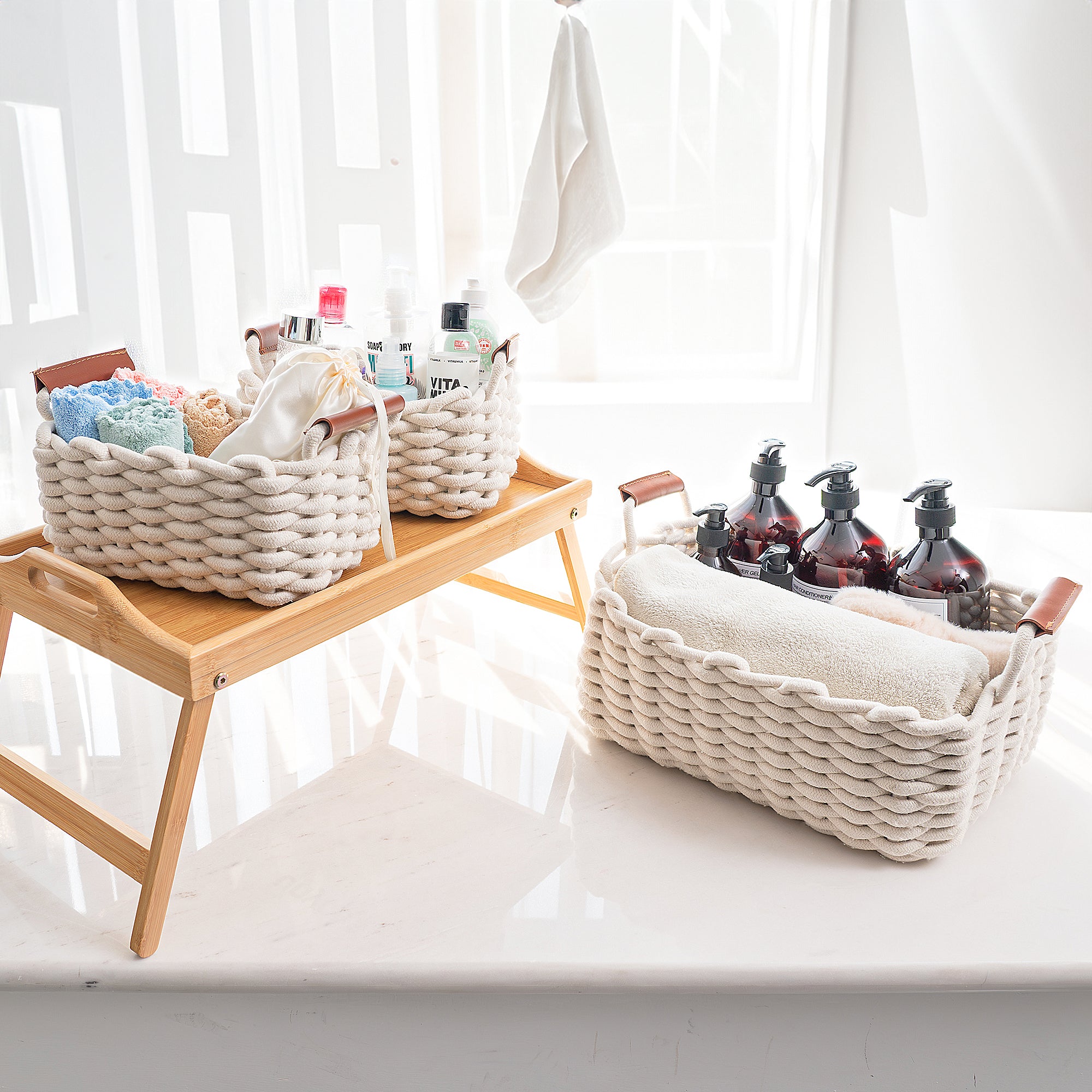 Set Of Three Cotton Rope Baskets for Storage | Diaper organizer | Storage Baskets for Closet